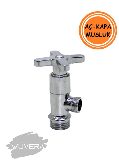 Wuvera TSE Belgeli Koç Başı Aç/Kapa Musluk – 1/2” Dişli Duvar Bağlantılı Pirinç Gövde - 3