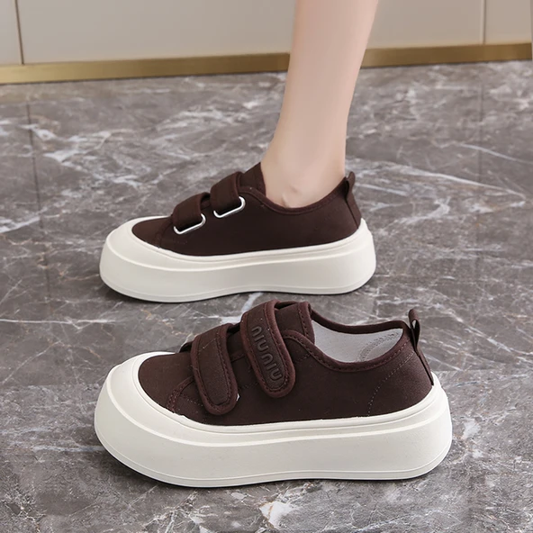 Kadın Kanvas Terlik Loafer Ayakkabı (Kahverengi)