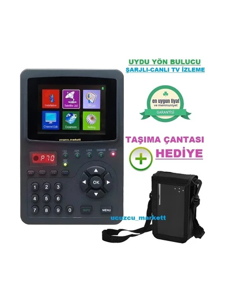 Görüntülü 3.5'' Inç Ekran Dijital Uydu Yön Bulucu(Canlı Yayın Izleme-Şarjlı-Taşıma Çantalı)