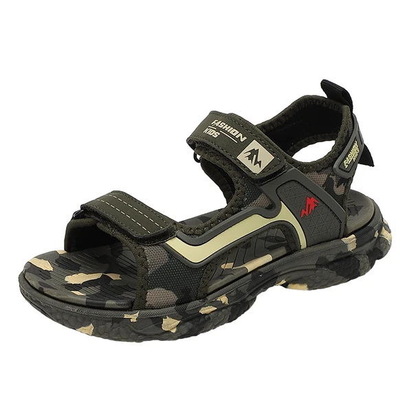 Erkek Çocuk Kamuflaj Desenli Sandalet (Kamuflaj Yeşili)