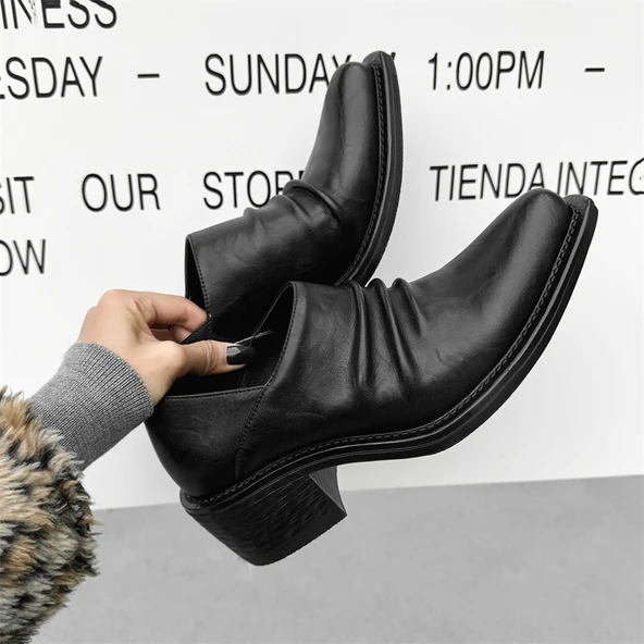 Unisex Sivri Burunlu Loafer Ayakkabı (Siyah-1)