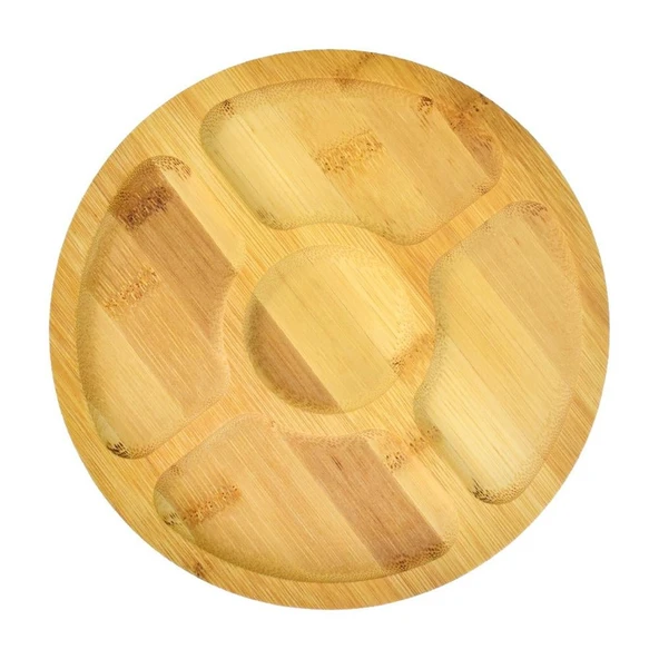 5 Bölmeli Bambu Çiçek Sunum Tepsisi 20 cm