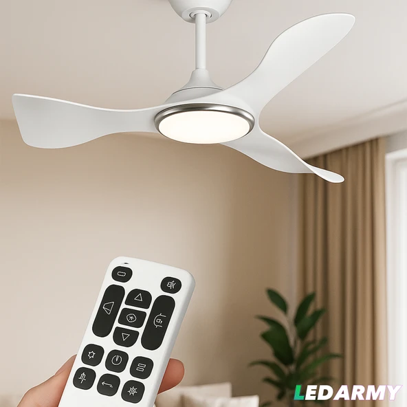 Cata CT-3000 Modern Tavan Vantilatörü Beyaz LED Işıklı ve Uzaktan Kumandalı LED Sessiz Motor Şık Tasarım 3 Renk Moduyla - 6
