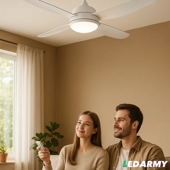 Cata CT-3000 Modern Tavan Vantilatörü Beyaz LED Işıklı ve Uzaktan Kumandalı LED Sessiz Motor Şık Tasarım 3 Renk Moduyla - 4