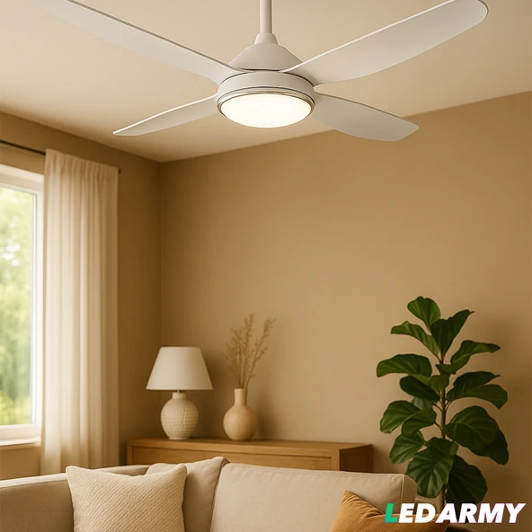 Cata CT-3000 Modern Tavan Vantilatörü Beyaz LED Işıklı ve Uzaktan Kumandalı LED Sessiz Motor Şık Tasarım 3 Renk Moduyla - 5