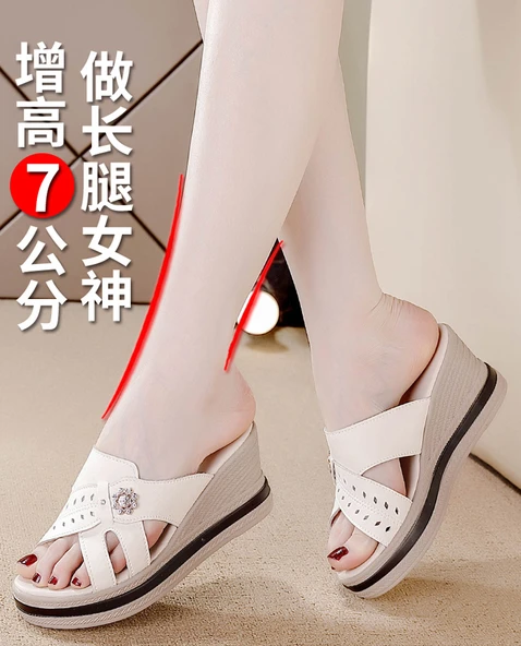 Kadın Dolgu Topuklu Plaj Sandalet (Bej-2) - 8
