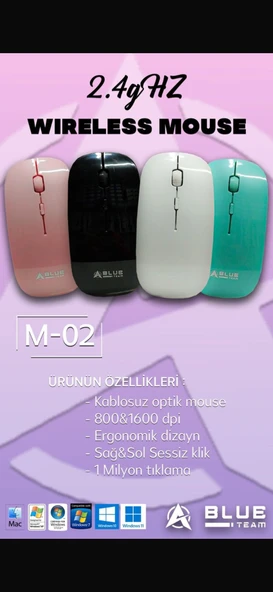 blue team kablosuz mouse 2.4 ghz  yeşil