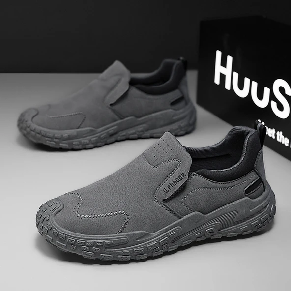 Erkek Günlük Ayakkabı - Slip-on - Nefes Alabilir (Gri)
