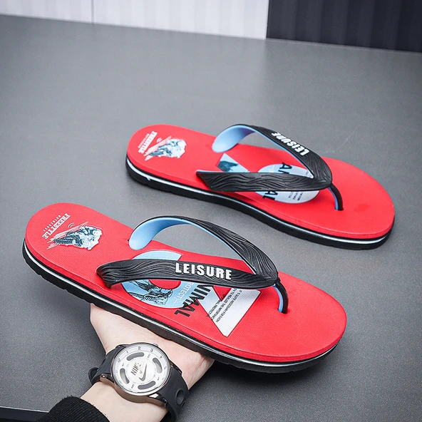 Unisex Parmak Arası Terlik Sandalet (Kırmızı)