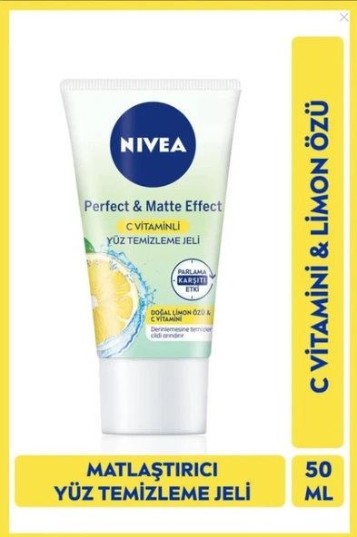 Yüz Temizleme Jeli Perfect&matte 50ml, C Vitamini, Limon Özü, Matlaştırıcı Etki, Parlama Kontr