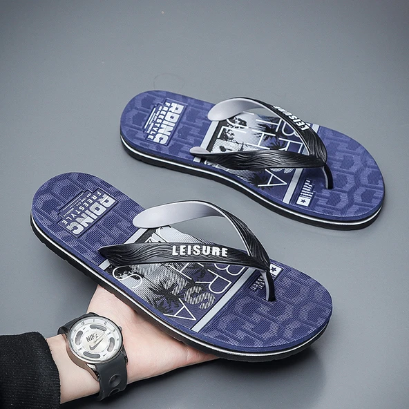 Unisex Parmak Arası Terlik Sandalet (Mavi)