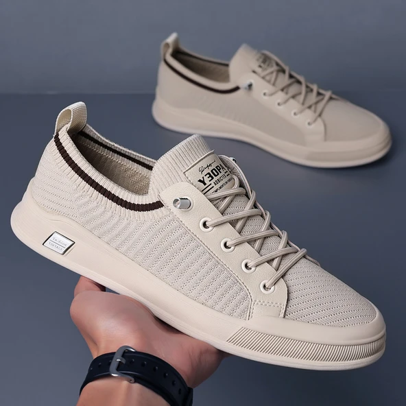 Erkek Günlük Örme Sneaker Ayakkabı (Bej)