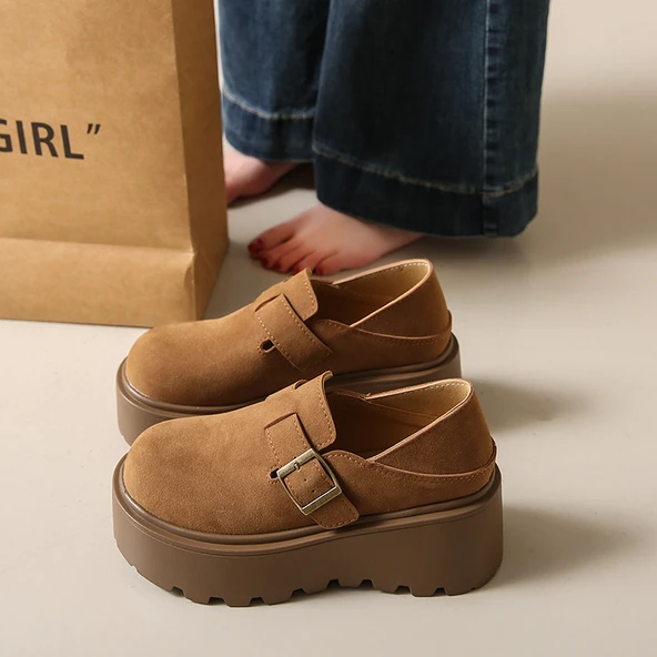 Kadın Platform Loafer Ayakkabı (Deve Tüyü)