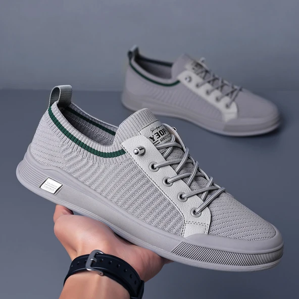 Erkek Günlük Örme Sneaker Ayakkabı (Gri)