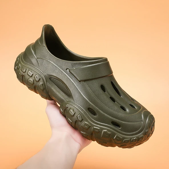 Erkek Terlik Sandalet - Kalın Tabanlı (Haki-2) - Resim 5