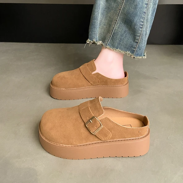 Kadın Platform Topuklu Loafer Ayakkabı (Deve tüyü)