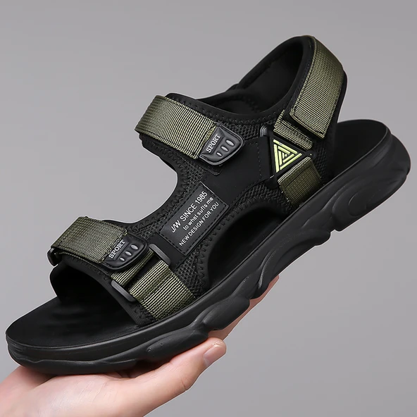Erkek Yazlık Deri Sandalet (Yeşil)