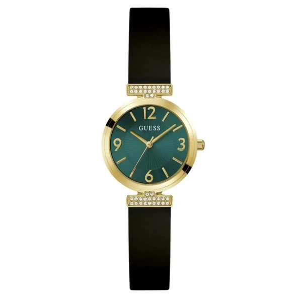 GUESS GUGW0912L4 SİYAH SİLİKON KORDON YEŞİL KADRAN KADIN KOL SAATİ