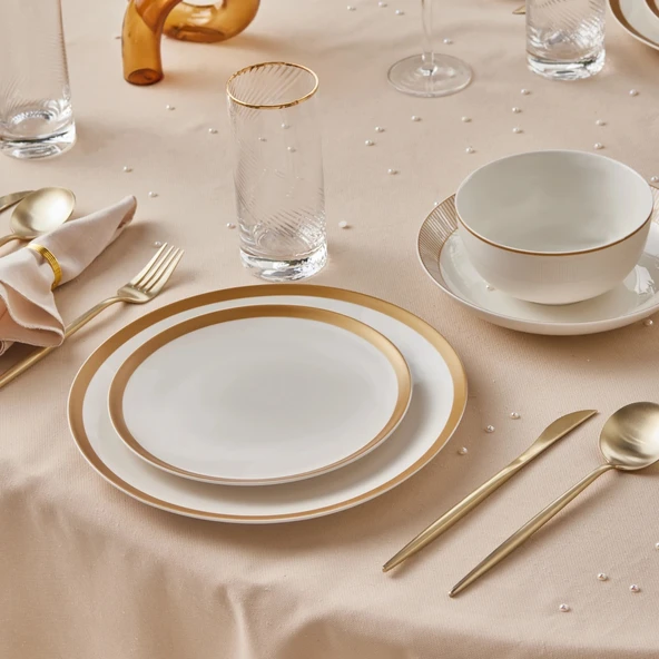 Karaca Forever Bone Gold Line 24 Parça 6 Kişilik Yemek Takımı - 4