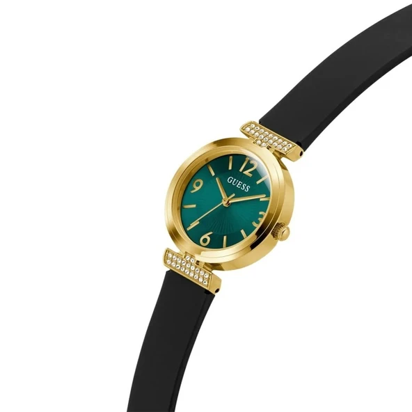 GUESS GUGW0912L4 SİYAH SİLİKON KORDON YEŞİL KADRAN KADIN KOL SAATİ - 4