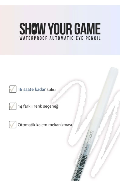 Show By Pastel Show Your Game Waterproof Gel Eye Pencil - Suya Dayanıklı Jel Göz Kalemi 405 - 8