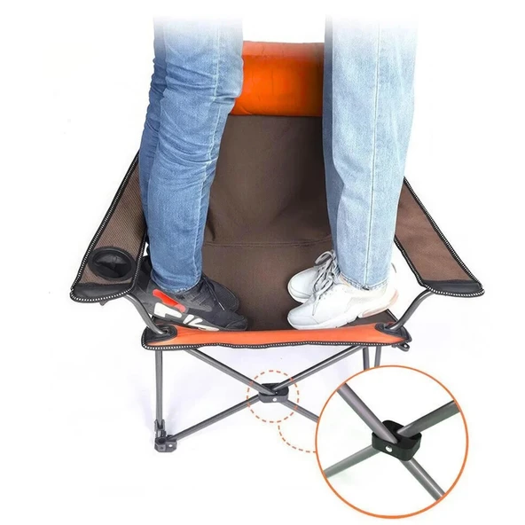 Katlanır Kamp Sandalyesi - Şezlong - Madfox Prowler - 3 Kademeli - Kahve/Turuncu - Taşıma Çantalı - 14