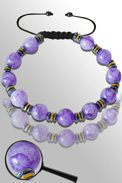 Sertifikalı Gold Silver Hematitli Lepidolit Taşı Bileklik - Ayarlamalı ürün görseli