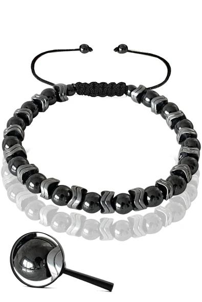 Sertifikalı Silver Hematit - Terahertz Taşı Bileklik (Ayarlamalı) ürün görseli