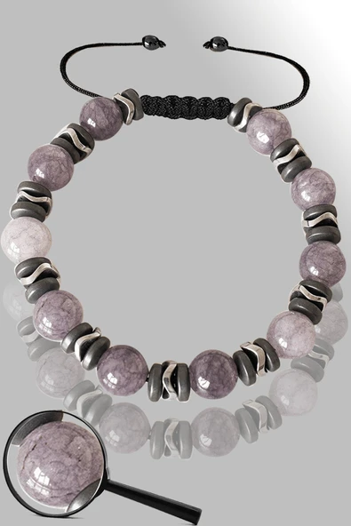 Sertifikalı Mat Silver Hematit Gri Akik Taşı Bileklik - Ayarlamalı ürün görseli