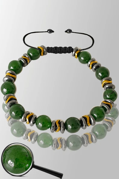 Sertifikalı Gold Silver Hematitli Zebercet Taşı Bileklik (Peridot Taşı) ürün görseli