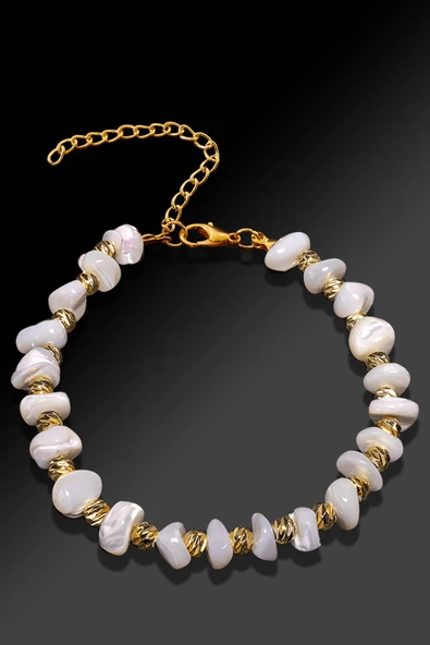 Sertifikalı Amorf İnce Model Beyaz Renkli Sedef Taşı Bileklik (Ayarlamalı) - Resim 2