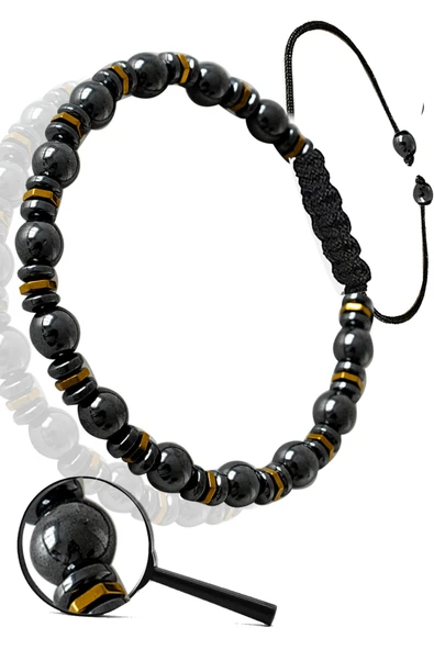 Sertifikalı Gerçek Hematit - Terahertz Taşı Bileklik - Ayarlamalı - Resim 2