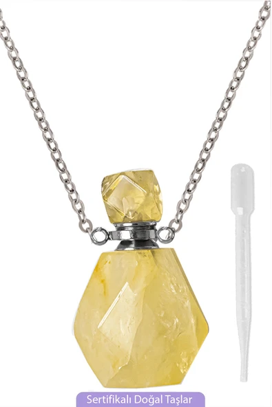 Sertifikalı Parfüm Şişe Tasarımlı Zebercet - Peridot Taşı Kolye - Gümüş Aparat