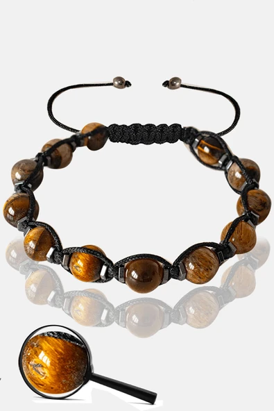 Sertifikalı Gerçek Hematit - Kaplan Gözü Taşı Bileklik - Ayarlamalı ürün görseli