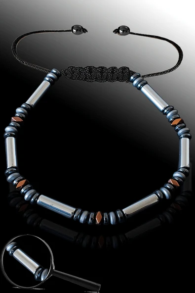 Sertifikalı AAA+ Dikdörtgen Model Terahertz Taşı Bileklik - Titreşim Taşı ürün görseli