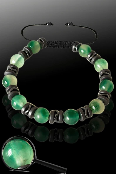 Sertifikalı Mat Silver Hematit - Florit Taşı Bileklik - Ayarlamalı ürün görseli