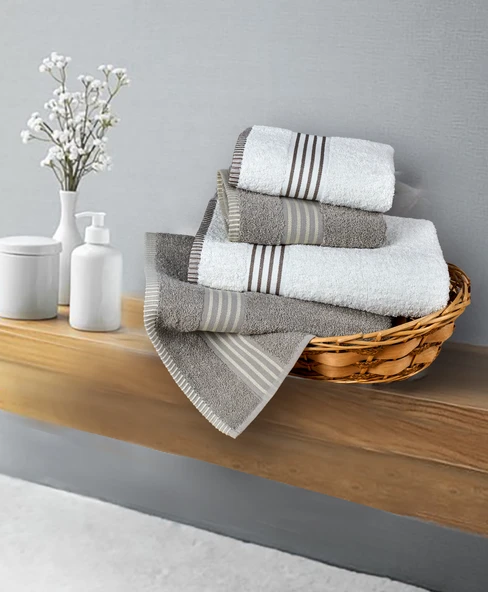 Banyo Havlu Takımı Oscar Taş -Krem 50x85cm(2Ad.) + 70x140(2Ad.)
