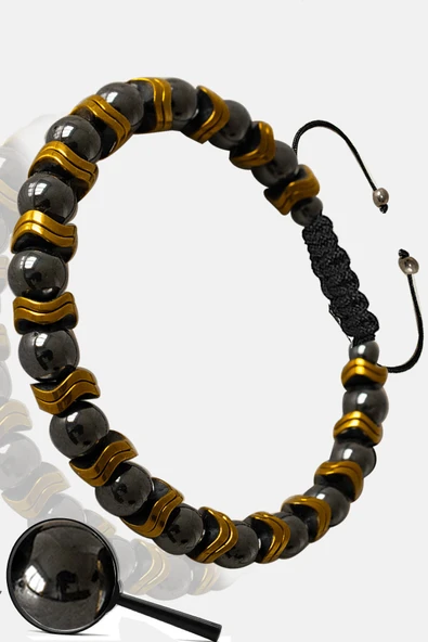 Sertifikalı Gold Hematit - Terahertz Taşı Bileklik (Ayarlamalı) - Resim 3