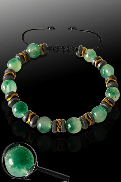 Sertifikalı Mat Gold Hematit - Florit Taşı Bileklik - Ayarlamalı ürün görseli