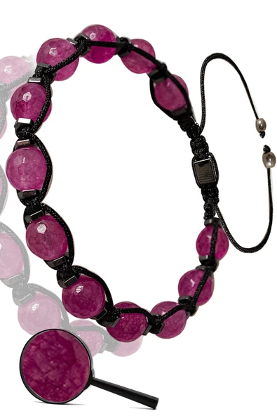 Sertifikalı Makrome Fasetli Hematit - Pembe Akik Taşı Bileklik - Resim 2