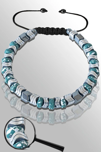 Sertifikalı Silver Renk Çavuş Model Yeşil Karlı Hematit Taşı Bileklik ürün görseli