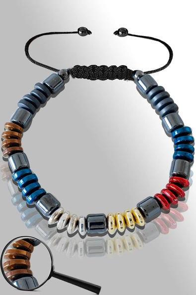 Sertifikalı Renkli Multicolor Hematit Taşı Bileklik - Ayarlamalı ürün görseli