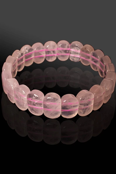 Sertifikalı Rolex Model AAA+ Kalite Gerçek Pembe Kuvars Taşı Bileklik - 2
