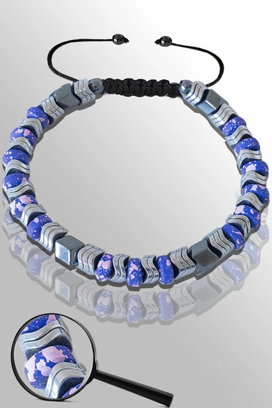 Sertifikalı Rose Renk Çavuş Model Mor Karlı Hematit Taşı Bileklik ürün görseli