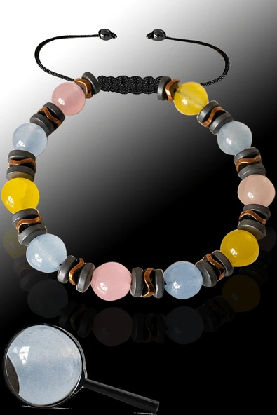 Sertifikalı Gerçek Akuamarin, Pembe Kuvars, Morganit Taşı Bileklik - Ayarlamalı ürün görseli