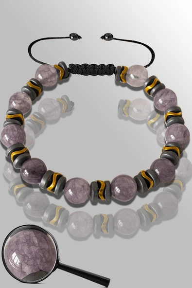 Sertifikalı Mat Gold Hematit - Gri Akik Taşı Bileklik - Ayarlamalı ürün görseli