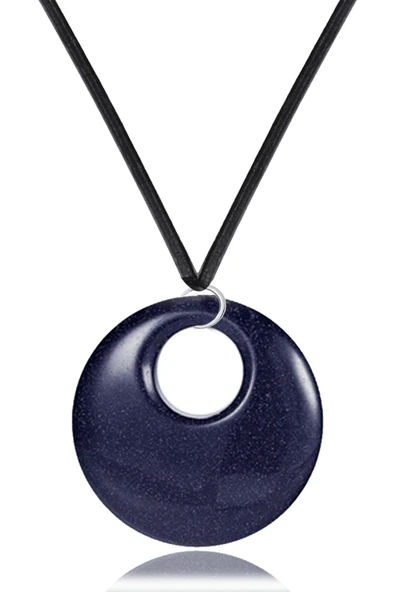 Sertifikalı Deri İpli Doğal Mavi Yıldız Taşı Kolye