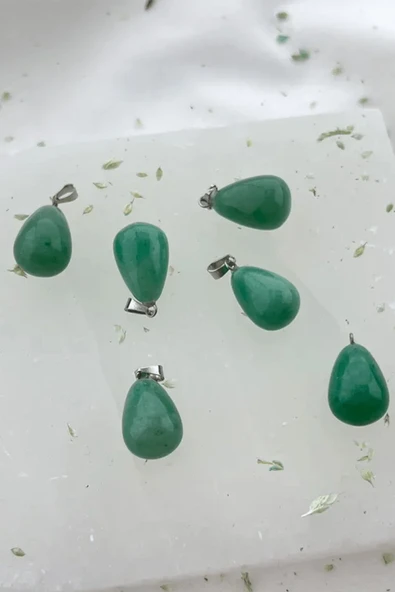 Sertifikalı Damla Model Gerçek Aventurin Taşı Kolye - Resim 3