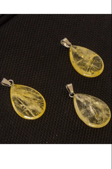 Sertifikalı Damla Model Gerçek Sitrin Taşı Kolye - Gümüş Aparatlı - Resim 2