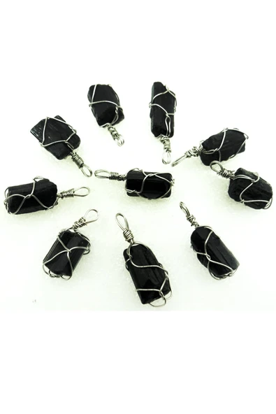 Sertifikalı Deri İpli Siyah Turmalin Taşı Kolye - Resim 2